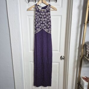 Vintage Women's Silk Beaded Dress Brilliante by J.A. Size S